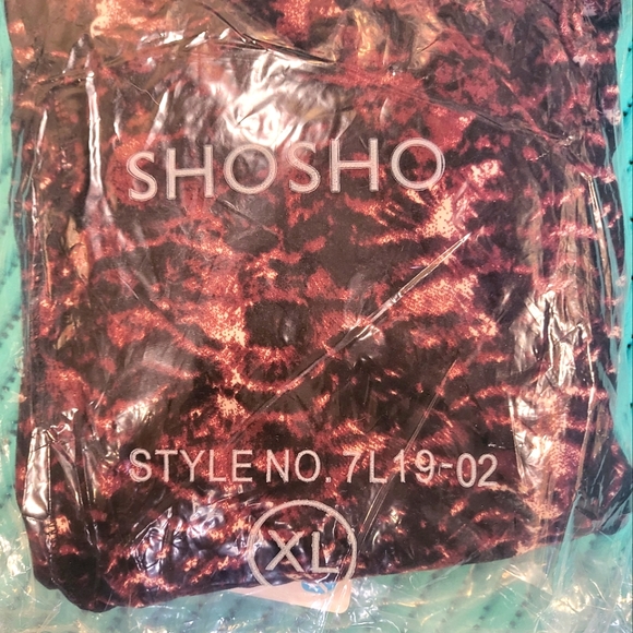 ShoSho Womens Yoga Sports Leggings Activewear  Tummy Control Wine Feather XL - Picture 5 of 8